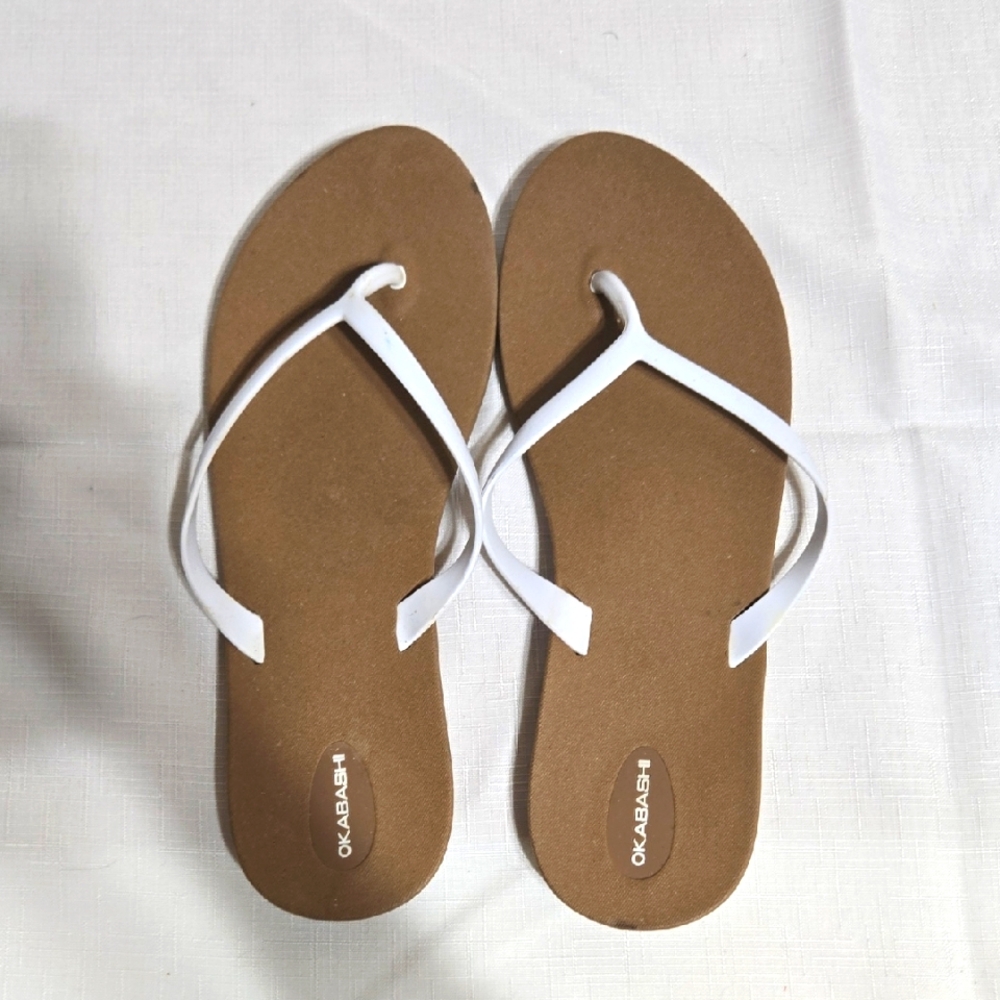 Okabashi Women's White and Brown Sandals Size 10